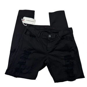 Etienne Marcel Jeans Black Distressed Skinny Denim Biker Moto studs